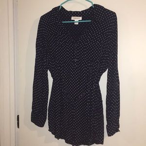 Blue poka dot maternity shirt